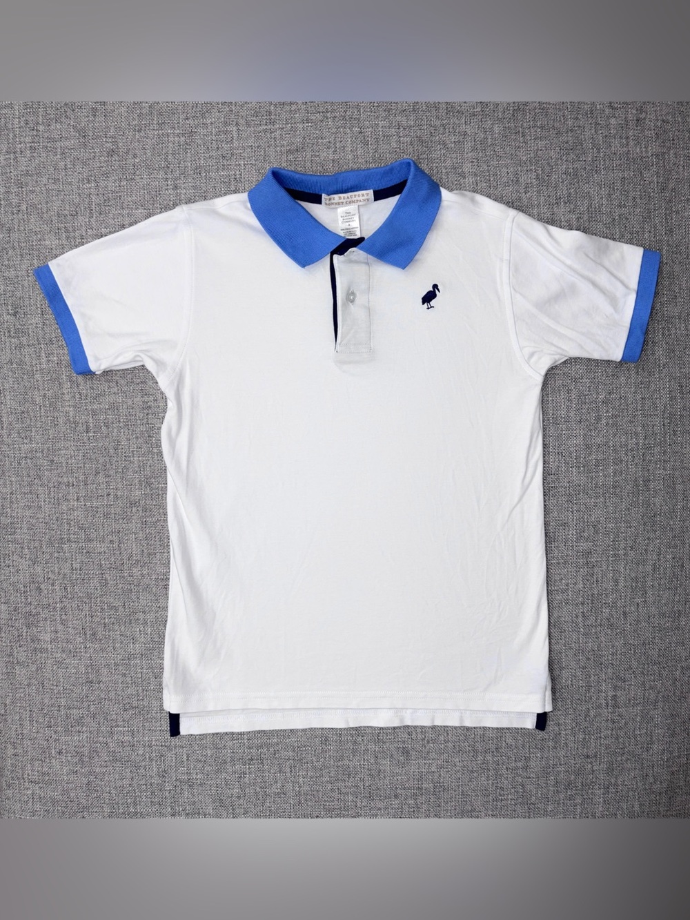 The Beaufort Bonnet Company White Polo with Blue Contrast Collar
